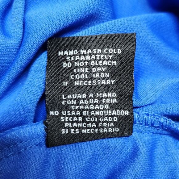 Leslie Fay Dress 6 Blue Floral Crochet Lace Bell Slv Lined Boho Coastal Grandma - Picture 9 of 10